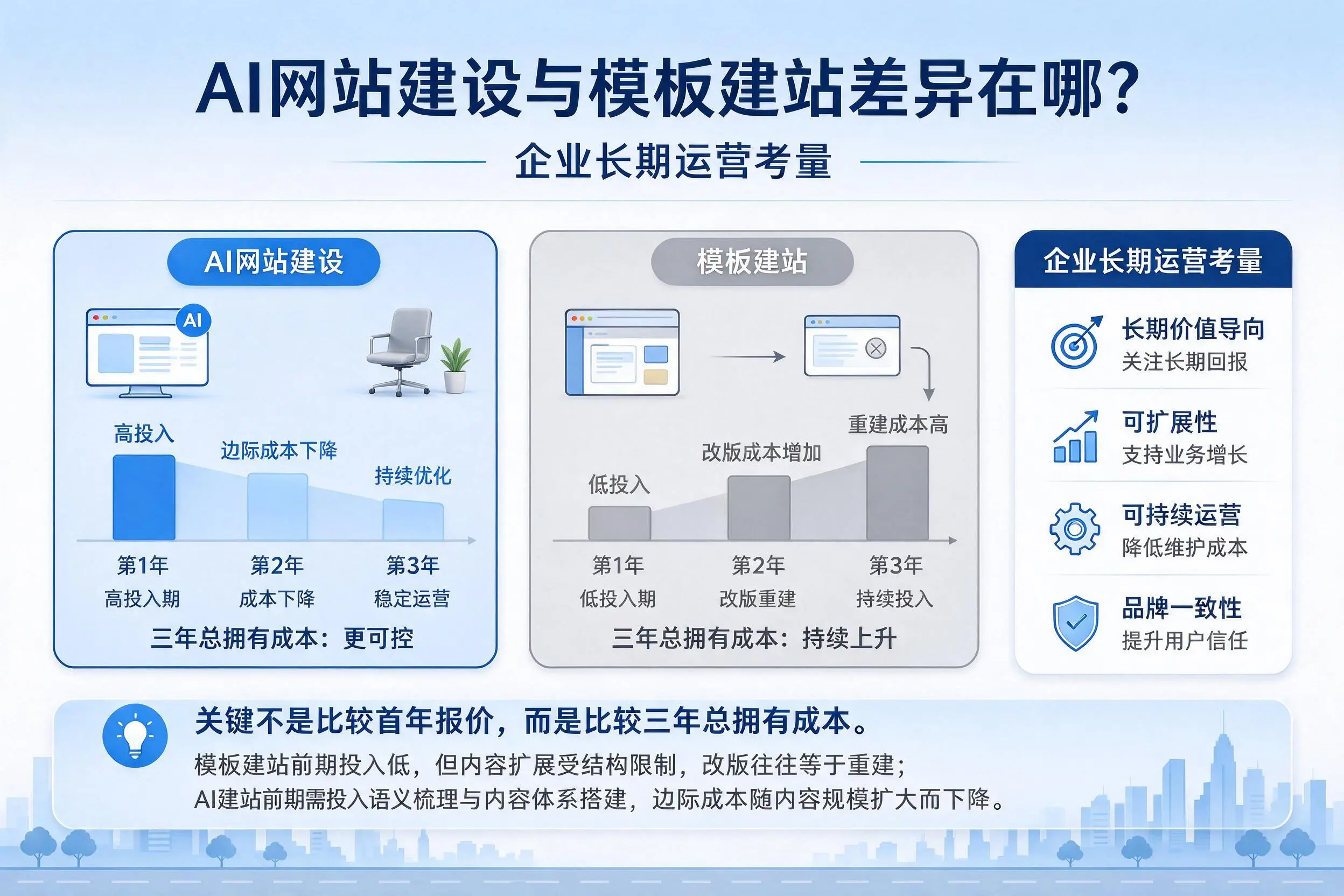 AI网站建设与模板建站差异在哪？遵义企业长期运营考量